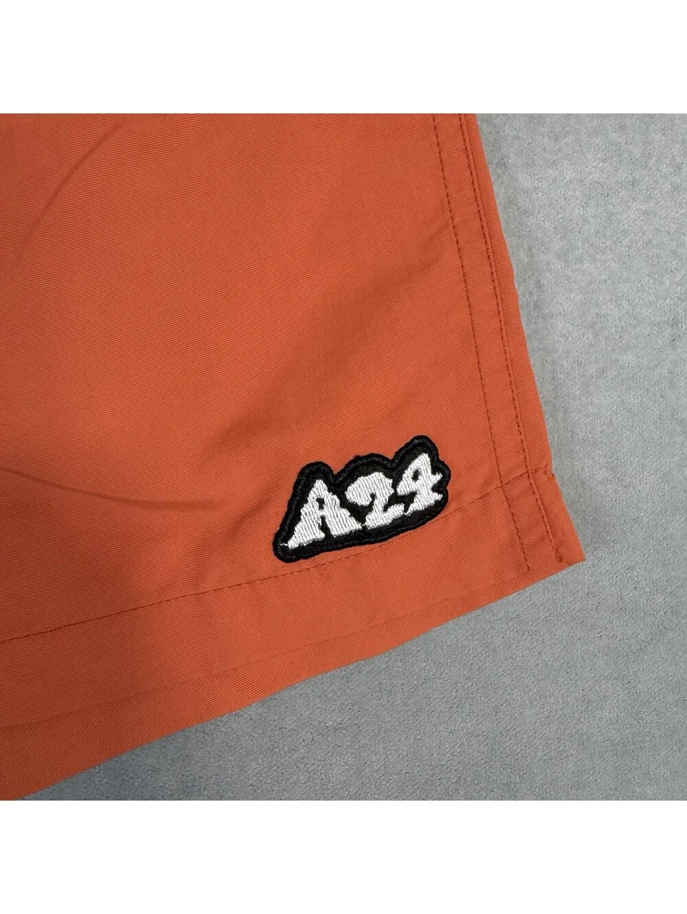 A24 Films Shorts Men’s Small Orange Nylon Drawstrings Embroidered Logo Outdoor